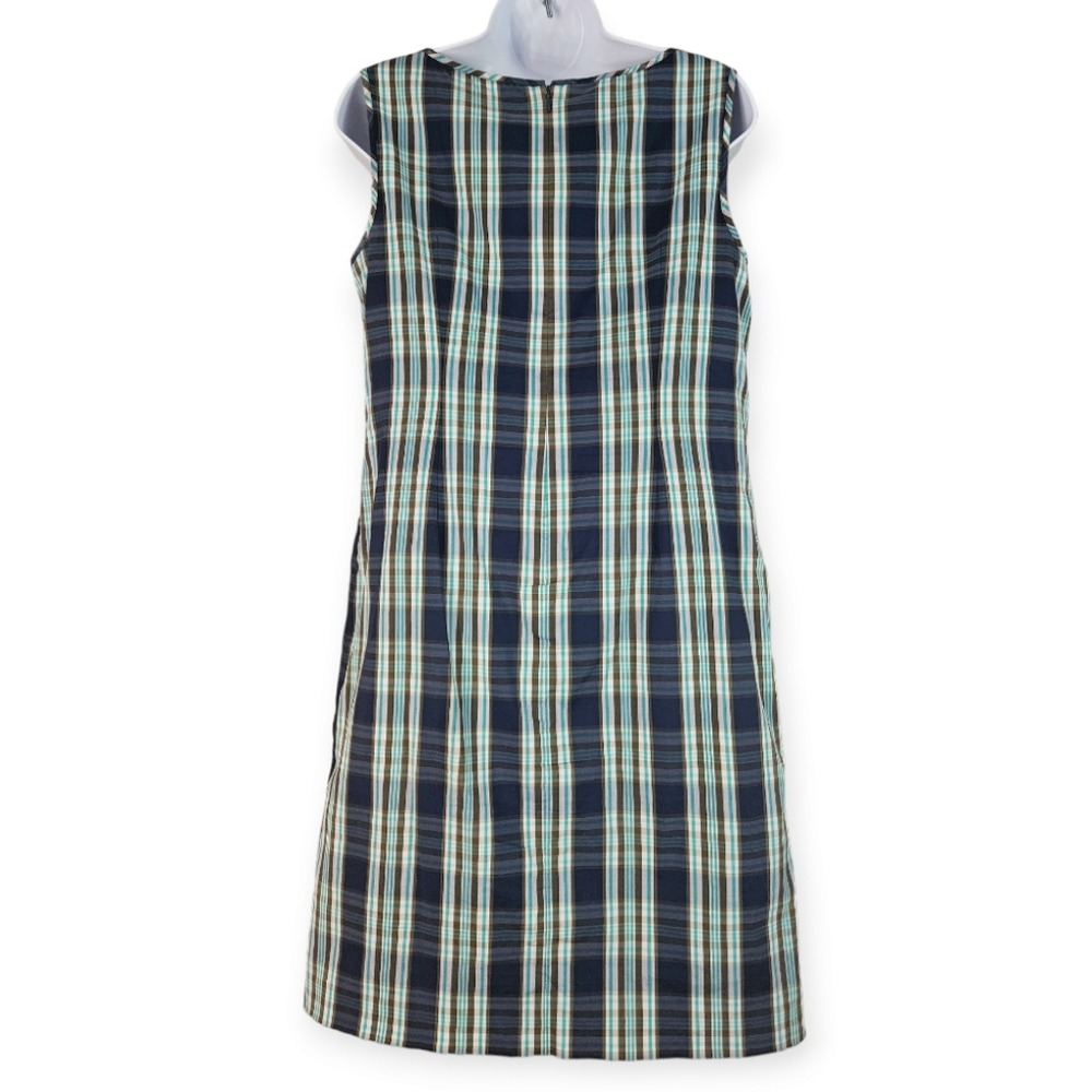 NWOT Talbots blue green coastal plaid shift dress Womens 8 - Picture 3 of 8